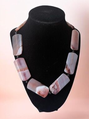 Natural Pink Agate Statement Necklace